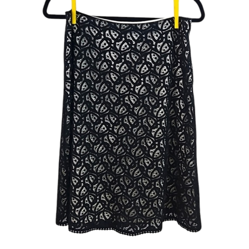 Ann Taylor Black and Cream Lace Pattern Pencil Skirt Size 4